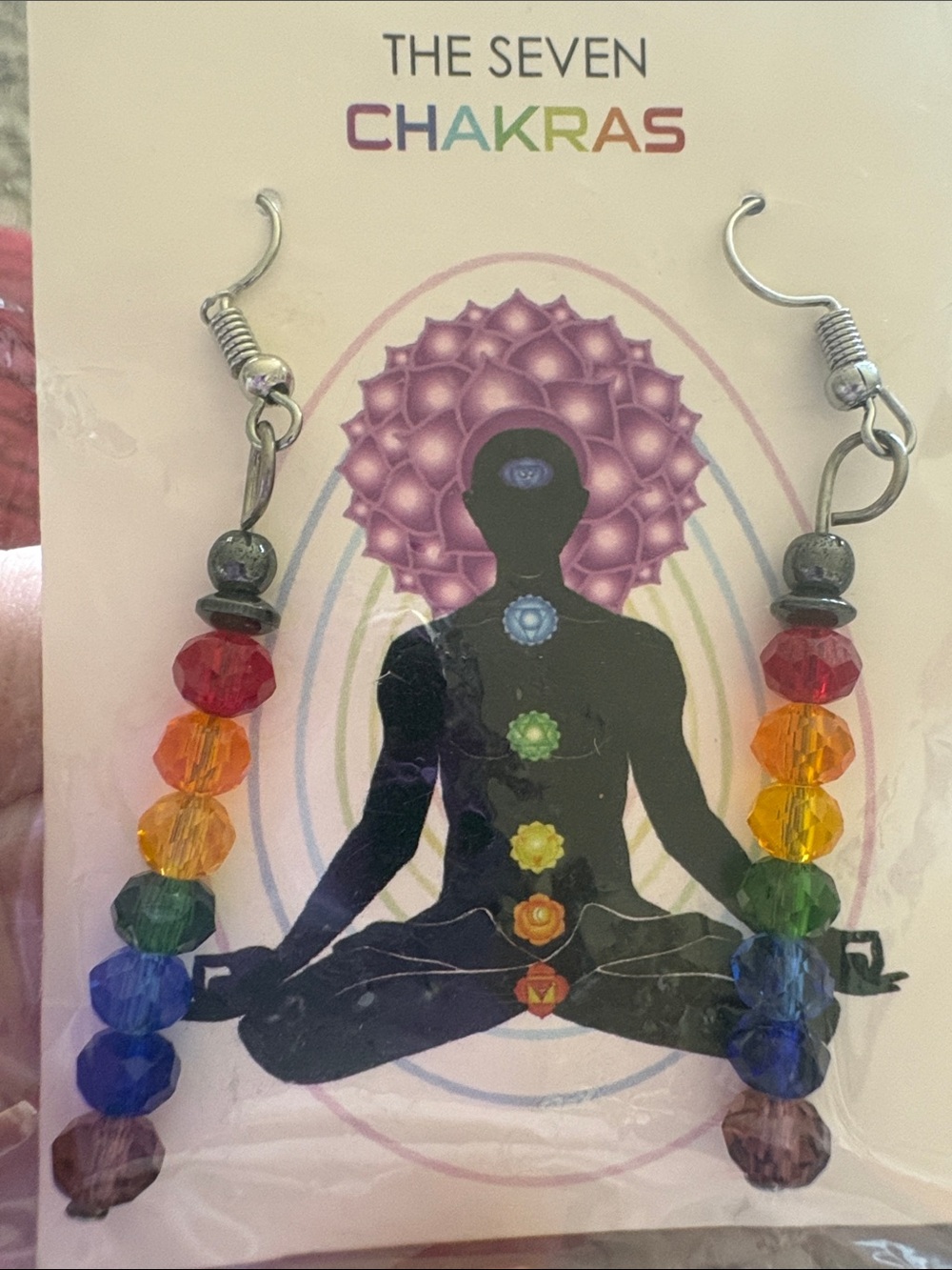 Chloe Multicolor Seven Chakra Bead Drop Earrings - Picture 3 of 3